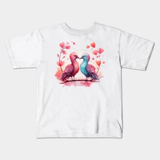 Valentine Kissing Turkey Bird Couple Kids T-Shirt